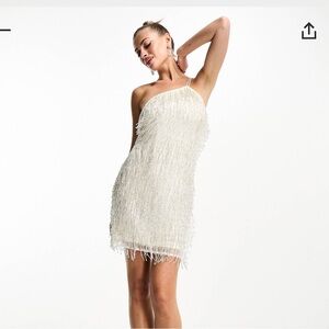 ASOS Starlet exclusive fringe sequin mini dress in silver